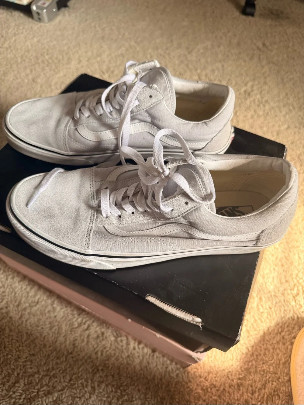 Vans Men's Old Skool Lace-Up Sneakers in light grey suede
